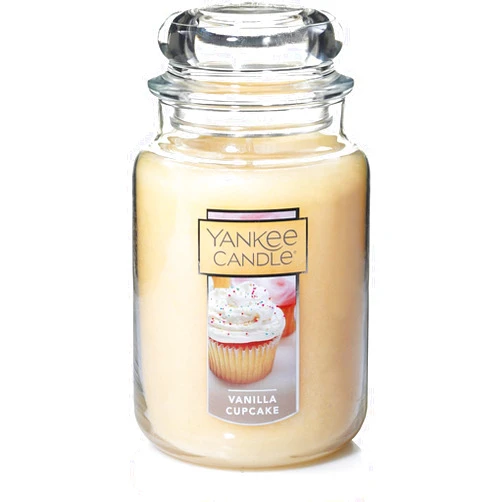 Yankee Candle Vanilla Cupcake Scented Classic 22oz Large Jar Single Wick Candle, Over 110 Hours of Burn Time, Ideal for Creating Relaxing Ambience & Holiday Gifting