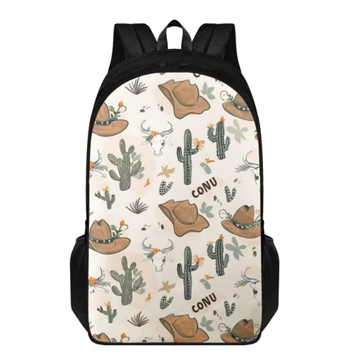 Dremagia Western Cowboy Backpack Cute Backpacks for Girls for School for Kids Ages 9 10 Elementary Book Bag with Strap 17 Inch School Bag for Middle High Students Cactus Backpack