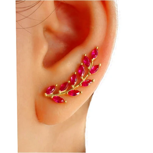 QCustomJewelry Ruby Climber Earrings/Unique Earring Climber/Ear Climber Earrings/Bridesmaid Gift/Gift for Her