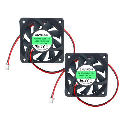 ANVISION 2-Pack 60mm x 15mm DC 12V Brushless Cooling Fan, Dual Ball Bearing