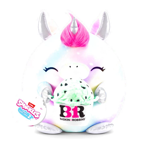 Snackles Series 2 16-inch by ZURU Cuddly Squishy Comfort 16-inch Plush with Licensed Snack Brand Accessory (Unicorn&Baskin-Robbins)