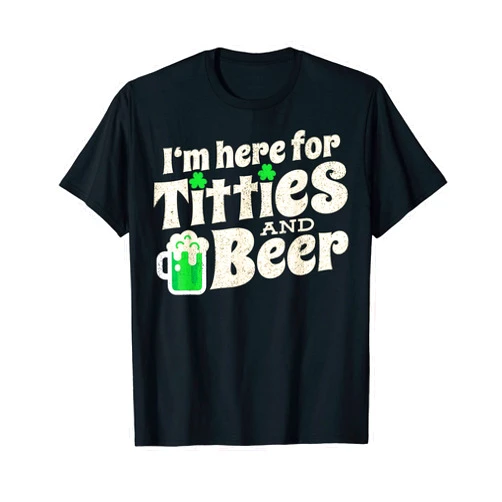 JonFriday Funny Irish St Patricks Day 2020 Titties And Beer Funny St Patricks Day 2020 T-Shirt