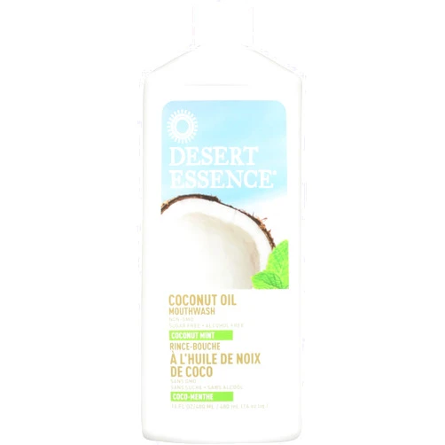 Desert Essence Coconut Oil Mouthwash- Alcohol & Sugar-Free - Coconut Oil & Tea Tree Oil Mouthwash for Adults & Kids 6+ - Promotes Gum Health, Fresh Breath, Soothing