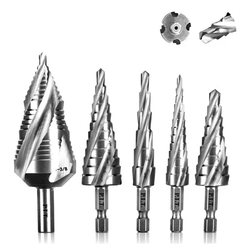 P.I.T. Four Spiral Flute Step Drill Bit Set 1/8