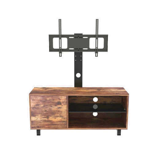 Generic Rustic Brown TV Console Table W/Push-to-Open Storage Cabinet Compatible with TV Up to 65in &Glass TV Stand Compatible with Living Room Bedroom Console Solid Wood Table,