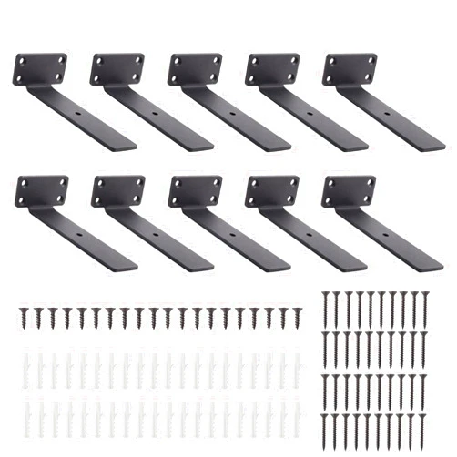 Baykailin 10Pcs Floating Shelf Bracket 6 inch Hidden Wall Shelf Brackets Heavy Duty Shelf Support with Screws