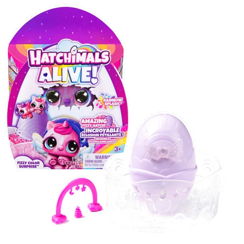 Hatchimals Alive, Rainbow Splash Fizzy Color Surprise Toy, Hatch Twins or Triplets from Color Reveal Egg (Style May Vary), Kids Toys for Girls & Boys