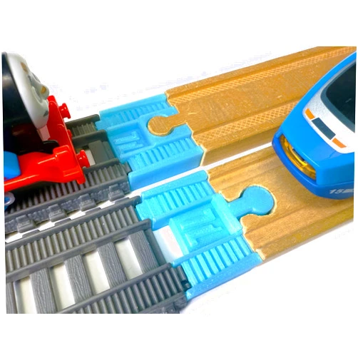 TrainLab.com Adapters, Compatible with Thomas & Friends Trackmaster Gray 2014 and Wooden Railway Tracks, Essential Trackmaster and Wooden Track Accessories (2pc) Light Blue