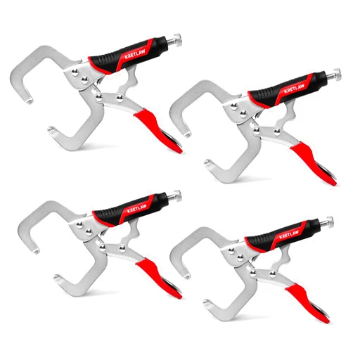 KRETLAW 6-Inch 4 Pack C-Clamp Locking Pliers, Heavy Duty welding vise grip clamps for Industrial, DIY, Home