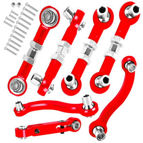 BRCatWPark Aluminum Turnbuckles Camber Links Toe Links w/Rod Ends Steering Linkage Set Upgrades Part for 1/18 LaTrax Teton,RC Adjustable Turnbuckles Hop-Up,Red