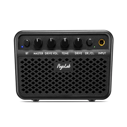 POGOLAB Mini Guitar Amp, 5W Small Portable Electric Guitar Amplifier, Clean & Drive Effects 2 Channels, Rechargeable Bluetooth Speaker with Headphone Jack, for Daily Guitar Practice (Black)