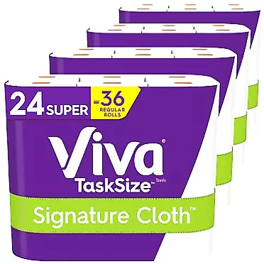 Viva Signature Cloth TaskSize Kitchen Paper Towels, Super Rolls, White, 24 Count