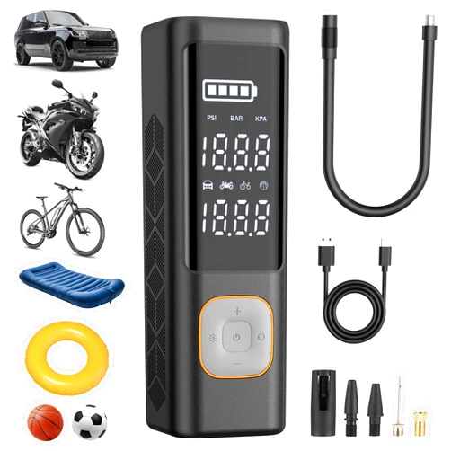 CURECURE Tire Inflator Portable Air Compressor, 150PSI Cordless Air Pump with LED Display, Powerful Battery, Fast Inflation, Auto Stop, Use for Car Tires, Motorcycle, Bicycle, Ball, Swimming Ring, Air Bed