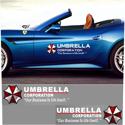 HINSCR Umbrella Corporation Car Window Decals Auto Residen t Evi l Biohazard Vinyl Stickers for Car Motorcycle Truck Wall Laptop 1 Pair(Style I-white-19.7 in*5.9 in)