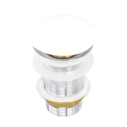 Ruvati White Ceramic Top Push Pop-up Drain for Bathroom Sinks Without Overflow- RVA5102WH