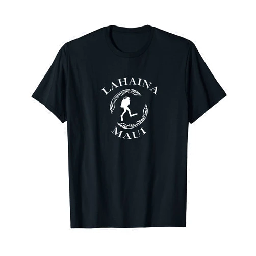 Lahaina Maui Designs- Hawaii Fun - Spike Apparel Retro Tribal Scuba Diver Lahaina Maui Vintage Souvenir T-Shirt