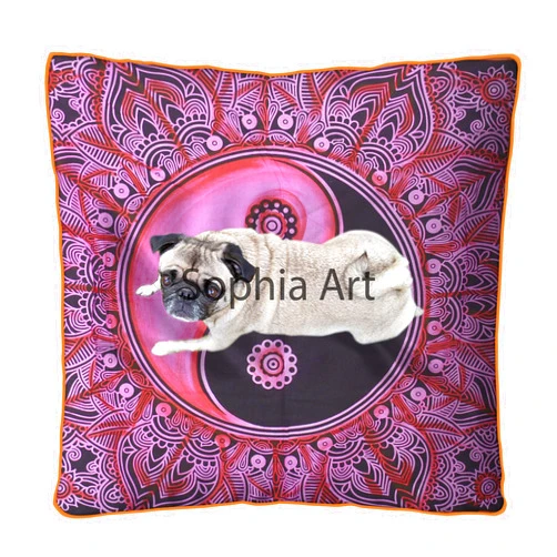 Sophia-Art Yin Yang Large Floor Pillow,Throw Cushion Cover Oversized Mandala Seating Dorm Living Room Decor, Dog Cat Bed Ottoman Yoga Meditation Indoor Outdoor Pouf (Multi)