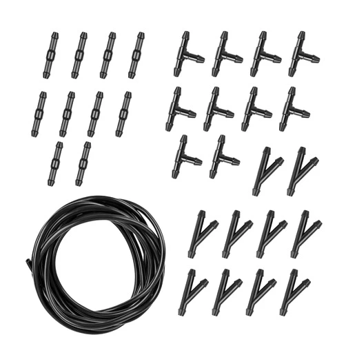 Getfay Pack-30 Car Windshield Washer Hose Kit, 13.1Ft Flexible Bendable Hose + T-type Y-type I-type Hose Connector, Connects Water Pump and Nozzle Accessories, Universal for Most Cars Models (Black)