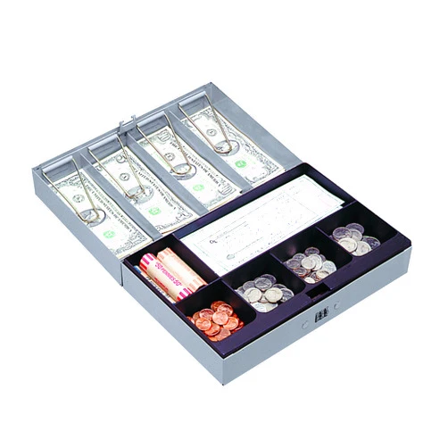 Sparco Combination Lock Cash Box, Steel, 11-1/2 x 7-3/4 x 3-1/4 Inches, Gray (SPR15508)