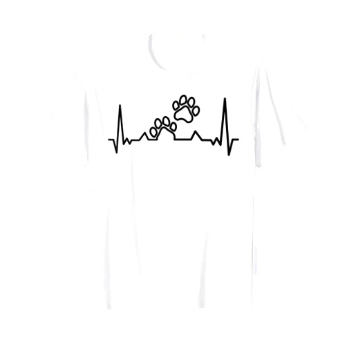Blooming Tees Dog Lover Love Dogs Animal Apparel Dogs Paw Print Heartbeat Dog Animal Lovers Gift T-Shirt