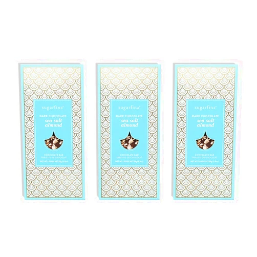 Sugarfina Dark Chocolate Sea Salt Almond Bar, Pack of 3