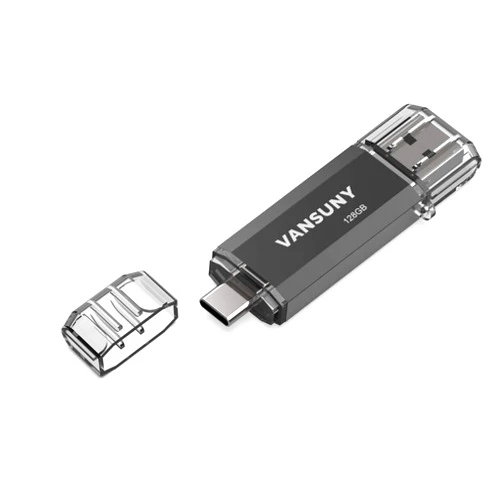 Vansuny 128GB Type C Flash Drive 2 in 1 OTG USB 3.0 + USB C Memory Stick with Keychain Dual Thumb Photo Stick Jump Drive for Android Smartphone, Computers, MacBook, Tablets, PC