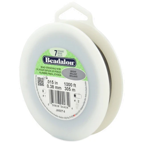 Beadalon 7 Strand Stainless Steel Bead Stringing Wire, 0.015 in / 0.38 mm, Bright, 1000 ft / 305 m