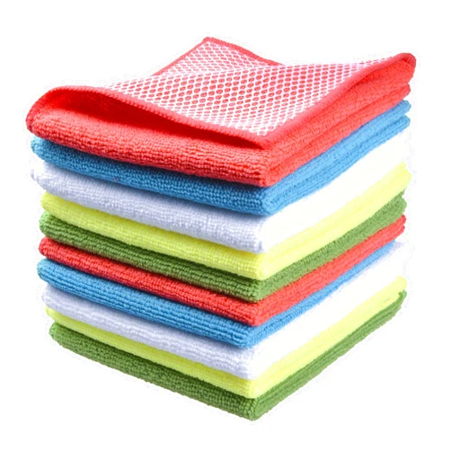 SINLAND Microfiber Dish Cloth for Washing Dishes Dish Rags Best Kitchen Washcloth Cleaning Cloths with Poly Scour Side 5 Color Assorted 12inchx12inch 10pack