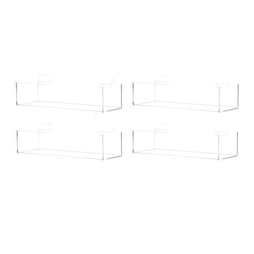 Retail Resource 4 Pack Slatwall Acrylic Retail Tray One Compartment 15 Inch Wide x 4 Inch Deep Rectangular Clear Merchandise Dump Bin See Through Storage Caddy for Businesses and Tradeshows by Marketing Holders