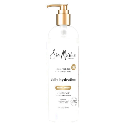 SheaMoisture Daily Hydration Body Lotion with 100% Virgin Coconut Oil, Shea Butter, Coconut Milk and Pro-Ceramides, Quickly Nourish & Soften Skin, 24H Moisturizing 16 oz