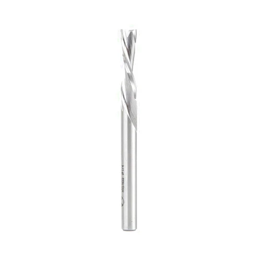 Amana Tool HSS1655 Double Flute Spiral Router Bits Metal Aluminum Cutting 1/4 D x 1 x 1/4 Inch Shank Down-Cut Router Bit High Speed Steel