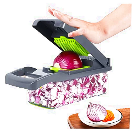 N\C Vegetable Chopper, Onion Chopper Dicer, Egg Separator Slicer, Vegetable cutter, Chopper with Container Chopper Vegetable Cutter (Grey) Gray