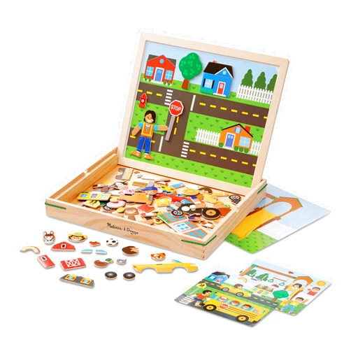 Melissa & Doug Wooden Magnetic Matching Picture Game with 119 Magnets and Scene Cards Magnetic Book Scenes for Kids Ages 3+