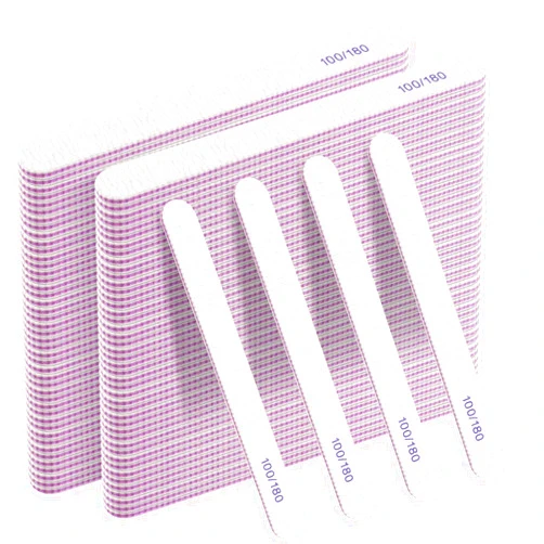 JAPCHET 200 Pieces 100/180 Grit Nail Files, 7 Inch Double Sides Emery Boards Buffering Files, Professional Buffers Manicure Tools for Natural Nails Acrylic Nails Home and Salon Supplies