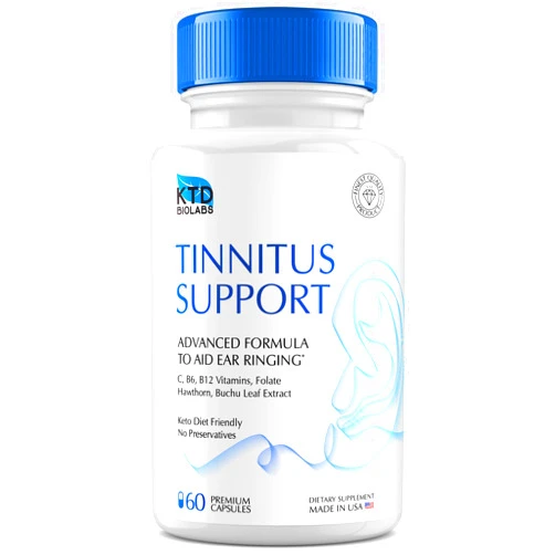 KTD BIOLABS Tinnitus Support - Helps to Stop Ringing in Ears 595mg - Ear Health Supplement with Vitamins C, B3, B6, B12-2 Months Supply - 60 Capsules