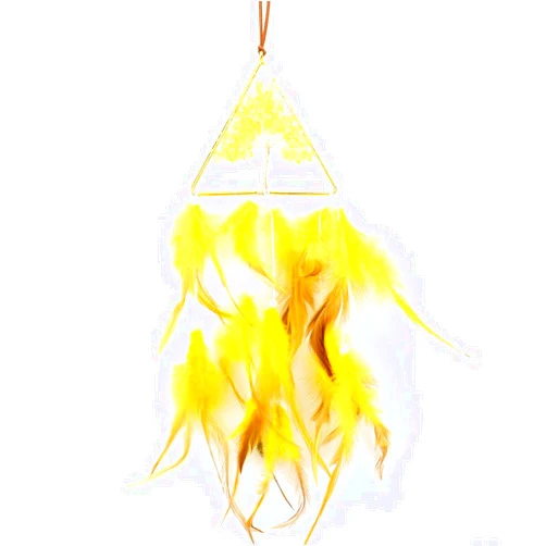 NingPower Triangle Dream Catcher Tree of Life Wall Hanging Dreamcatcher for Home Decor Bedroom Dormitory Room Wall Decor Art Ornament Craft, Yellow