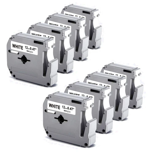 Labelife 8 Pack Labelife M-K231 Compatible Label Tape Replacement for Brother P Touch M Tape M231 MK231 M-231 M-K231S 12mm 0.47 Inch, for Brother PTouch PT-M95 PT-85 PT-75 PT-65 Label Makers, Black on White