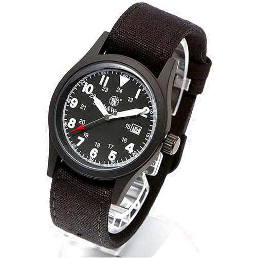 Smith & Wesson Men's Military Watch, 3 Interchangeable Canvas Straps, 3 ATM Water Resistant, Date Display, Scratch Resistant Glass, Suitable for Outdoor Activities, Swimming, 38 mm, Christmas Gift