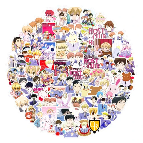 Anhstks Ouran High School Host Club Stickers, 100Pcs Vinyl Waterproof Ouran Stickers Decals for Water Bottle, Laptop,Skateboard, Computer,Phone