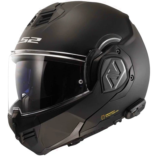 LS2 Helmets Advant Modular Helmet with Integrated Cardo 4X Bluetooth (Noir Matte Black - Large)