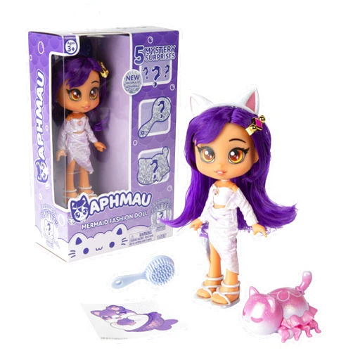 Aphmau Fashion Doll & Accessories Mermaid, 5 Mystery Surprise Toys, Exclusive Glitter MeeMeows Mini Figure, Official Merch