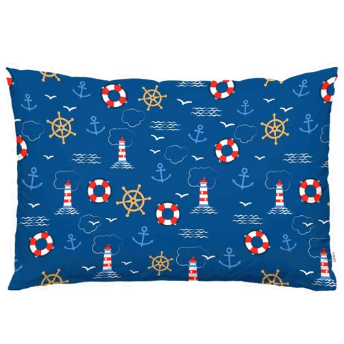 EKOBLA Throw Pillow Cover Nautical Sailing Anchor Helm Lifebuoy Bird Lighthouse Navy Mediterranean Style Decor Lumbar Pillow Case Cushion for Sofa Couch Bed Standard Queen Size 20x30 Inch