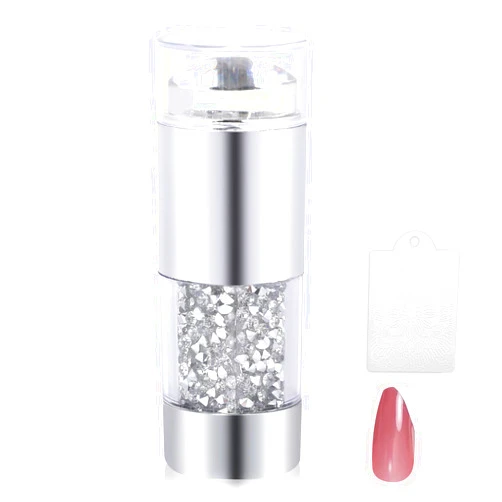 Mozeat Lens French Nail Stamp, 3 Pcs Silver Tip Stamp Nail Art Stamper, Clear French Manicure Stamp Double Sided Soft Silicone Jelly Stamp Simple Nail Tool with 2Pcs Scrapers for Home DIY Nail Decoration Salon