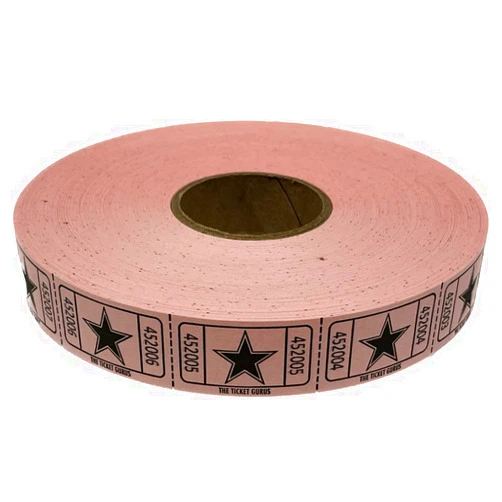 The Ticket Gurus-roll of 2000 Pink Star Tickets Single Roll Consecutively Numbered Raffle Tickets