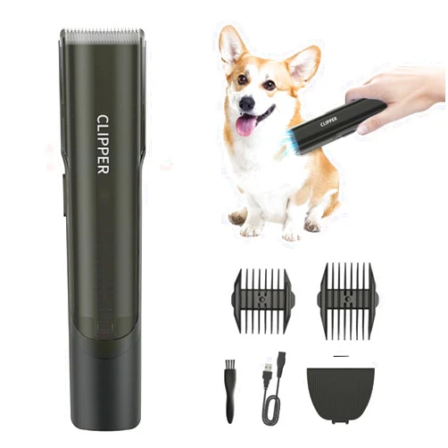 LEMULEGU Pet's Automatic Inhaling Powerful Electric Hair Trimmers with Claw Clipper Kit Quiet Home Grooming Shavers Black