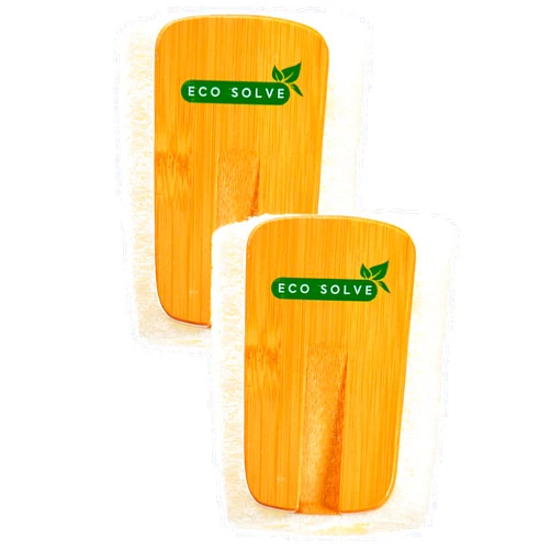 Eco Solve Natural Loofah Scrubber Head Refill (2 Pack), Bamboo Shower Loofah, Exfoliating Sponge