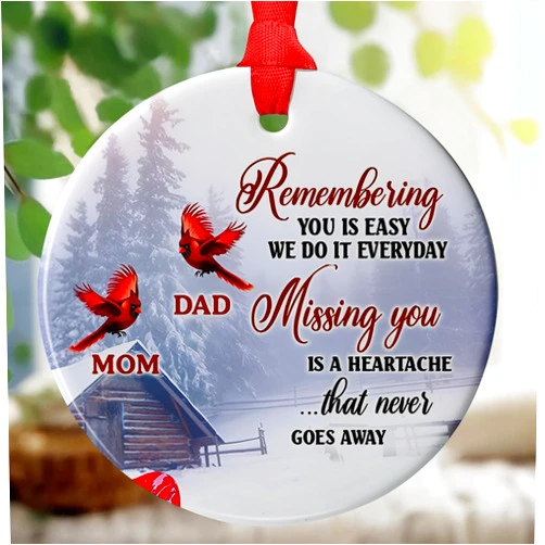 Jocidea Cardinal Dad Mom Memorial Ornament - Cardinal Christmas Ornament - Loss of Mother Father - Sympathy & Condolence Gift - In Memory of Mom Dad