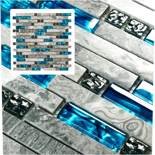Midcard 4-Sheet Grey Marble Tile for Kitchen backsplash 12