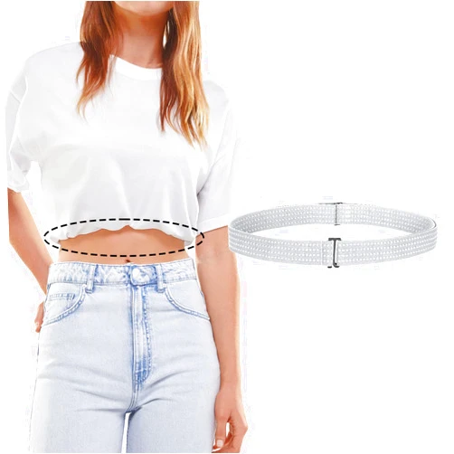 WOWOGO 2 Pack Crop Shirt Tuck Band for Women,Adjustable Elastic Tucky Waist Belt for Tucking Sweater Top