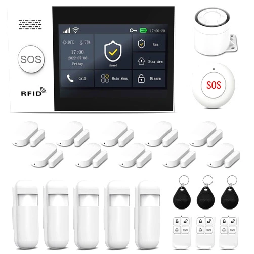 LWOHSI Home Security System, Wireless GSM WiFi Alarm System, 4.3